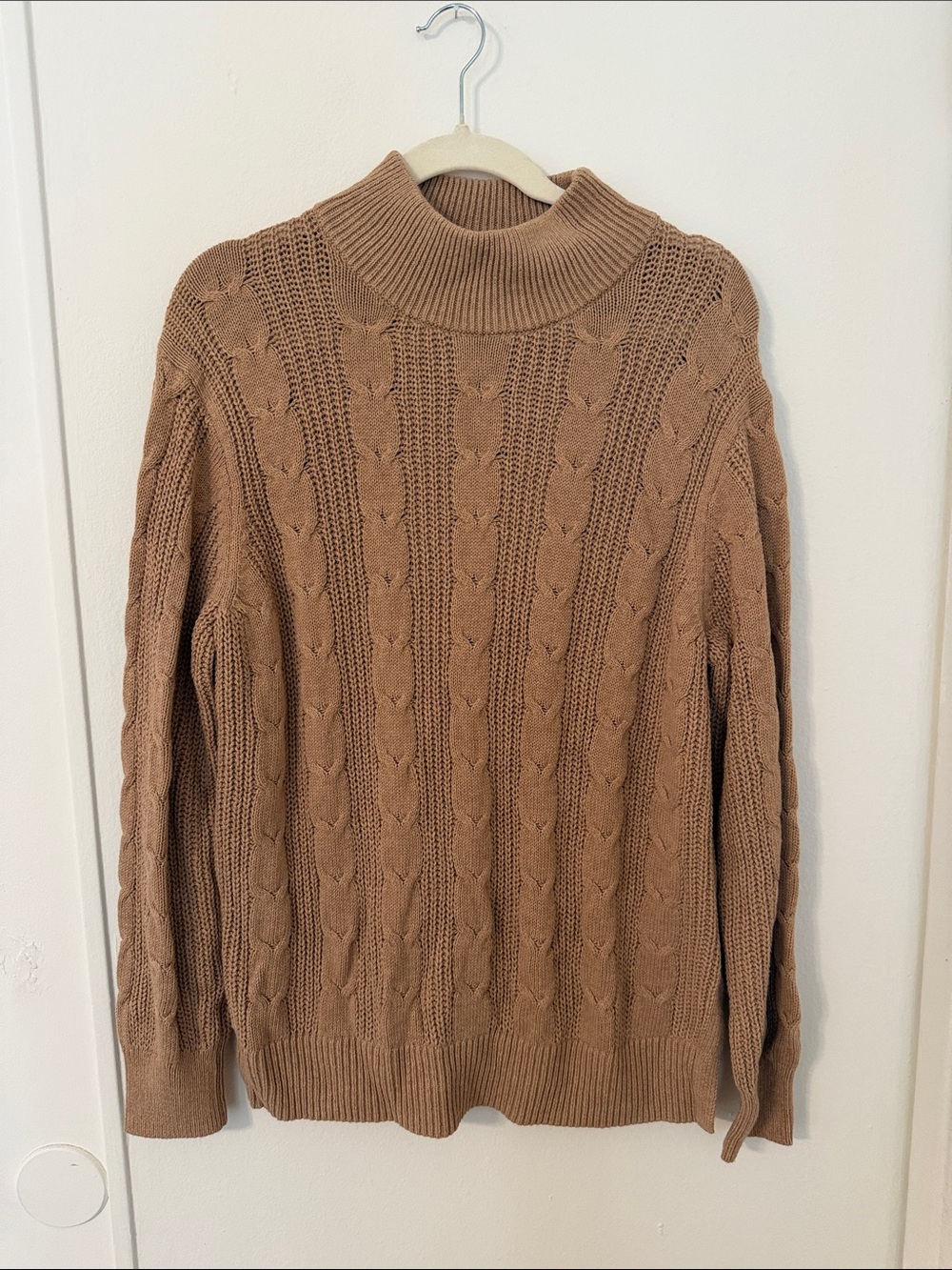 Banana Republic Cable Knit Turtleneck Sweater Camel L